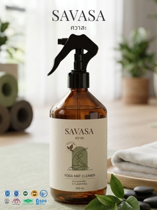 1 สเปรย์ทำความสะอาดเสื่อโยคะ SAVASA 500ml สูตรออร์แกนิก กลิ่น White Tea